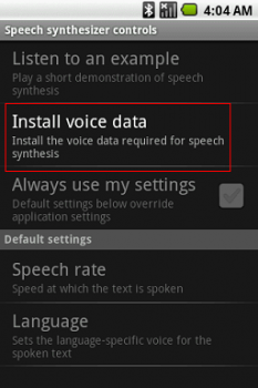 Install voice data in HTC Hero