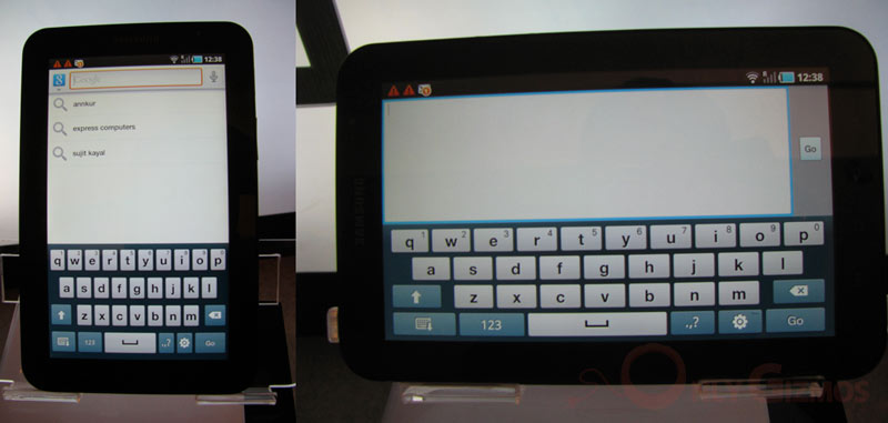 Onscreen keyboard on Galaxy Tab