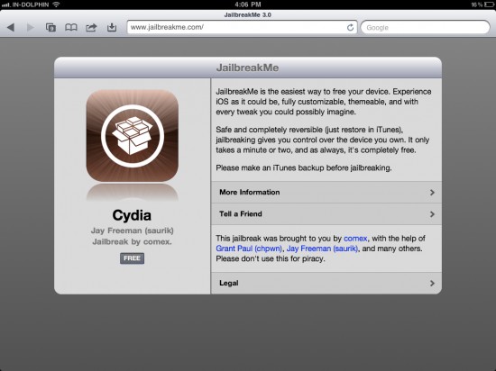 JailbreakMe For iPad 2