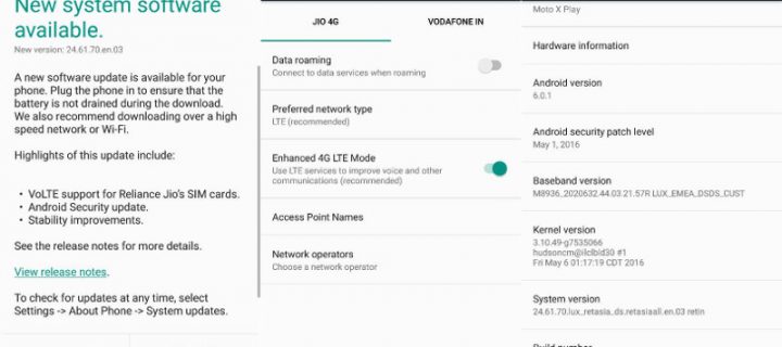 Motorola Releases OTA For Moto X Play to Enable VoLTE for Reliance Jio SIM Cards