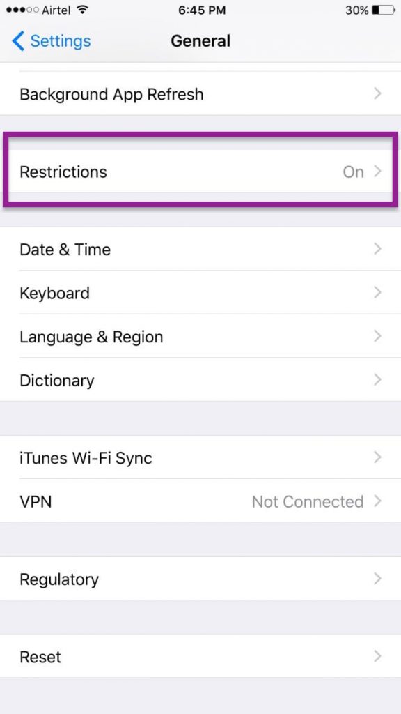 will a factory reset restore my iphone restriction passcode