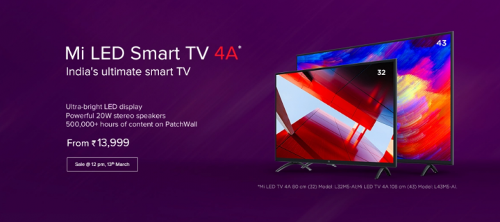 Xiaomi Mi TV 4A 32-inch and 43-inch Variants Launched with Rs. 13,999 and Rs. 22,999 Pricing