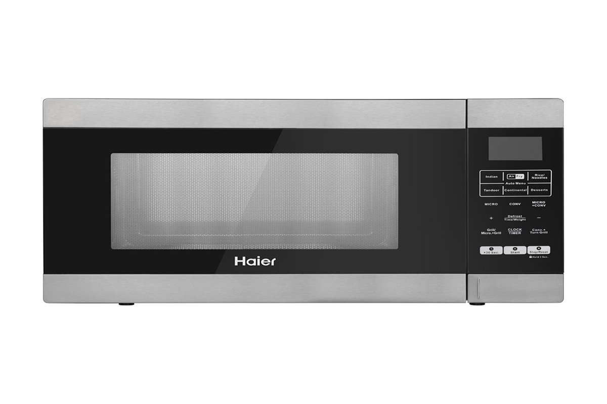 Haier HIL3001ARSB 30 L convection microwave with air fryer, front view