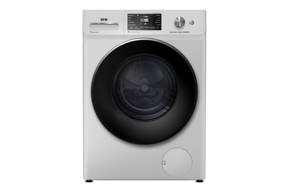 IFB Diva GXN 6010 CMS 6 kg front-load washing machine in grey, front view
