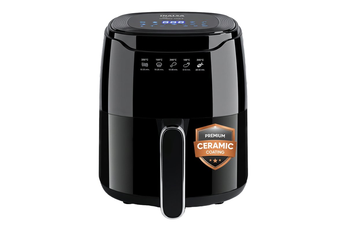 Inalsa Tasty Fry CD4.5 air fryer, 4.5 L, with a ceramic-coated basket, front view